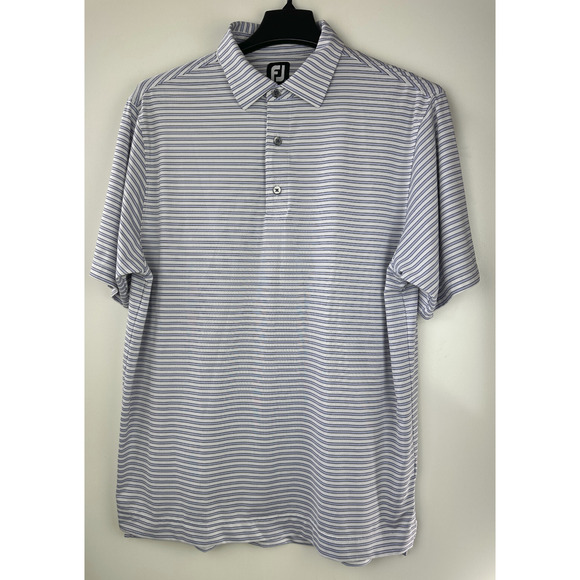 Bundle Lot of 2 Footjoy Men's Golf Polo Shirts Size Large Pinstripe Blue White - Picture 16 of 16